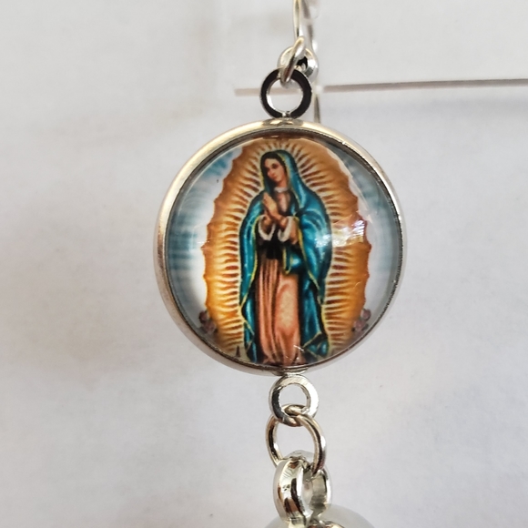Virgen de Guadalupe Earrings. Tassels. Religious - Picture 8 of 9